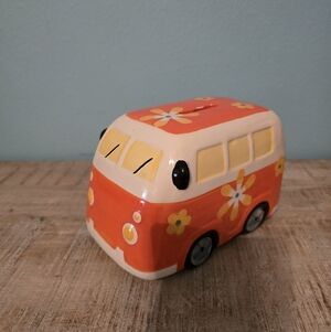 Orange Flower VW Bus Coin Bank